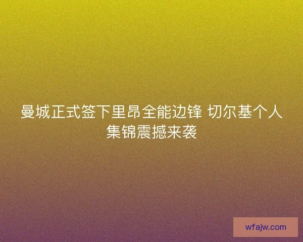曼城正式签下里昂全能边锋 切尔基个人集锦震撼来袭