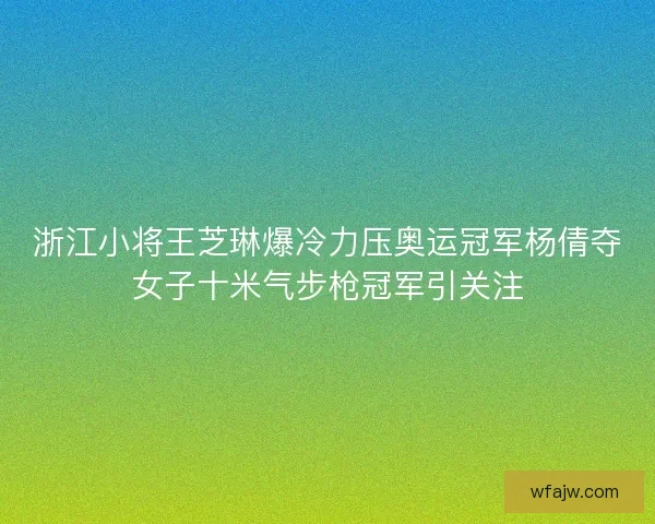 浙江小将王芝琳爆冷力压奥运冠军杨倩夺女子十米气步枪冠军引关注