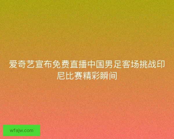 爱奇艺宣布免费直播中国男足客场挑战印尼比赛精彩瞬间