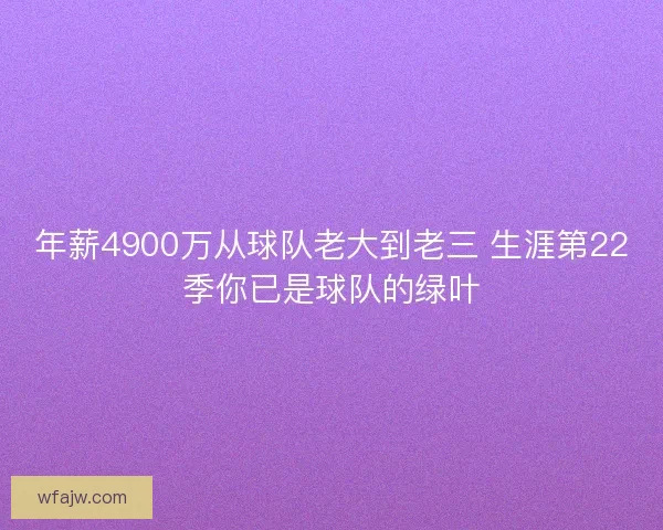 年薪4900万从球队老大到老三 生涯第22季你已是球队的绿叶