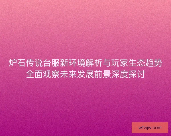 炉石传说台服新环境解析与玩家生态趋势全面观察未来发展前景深度探讨